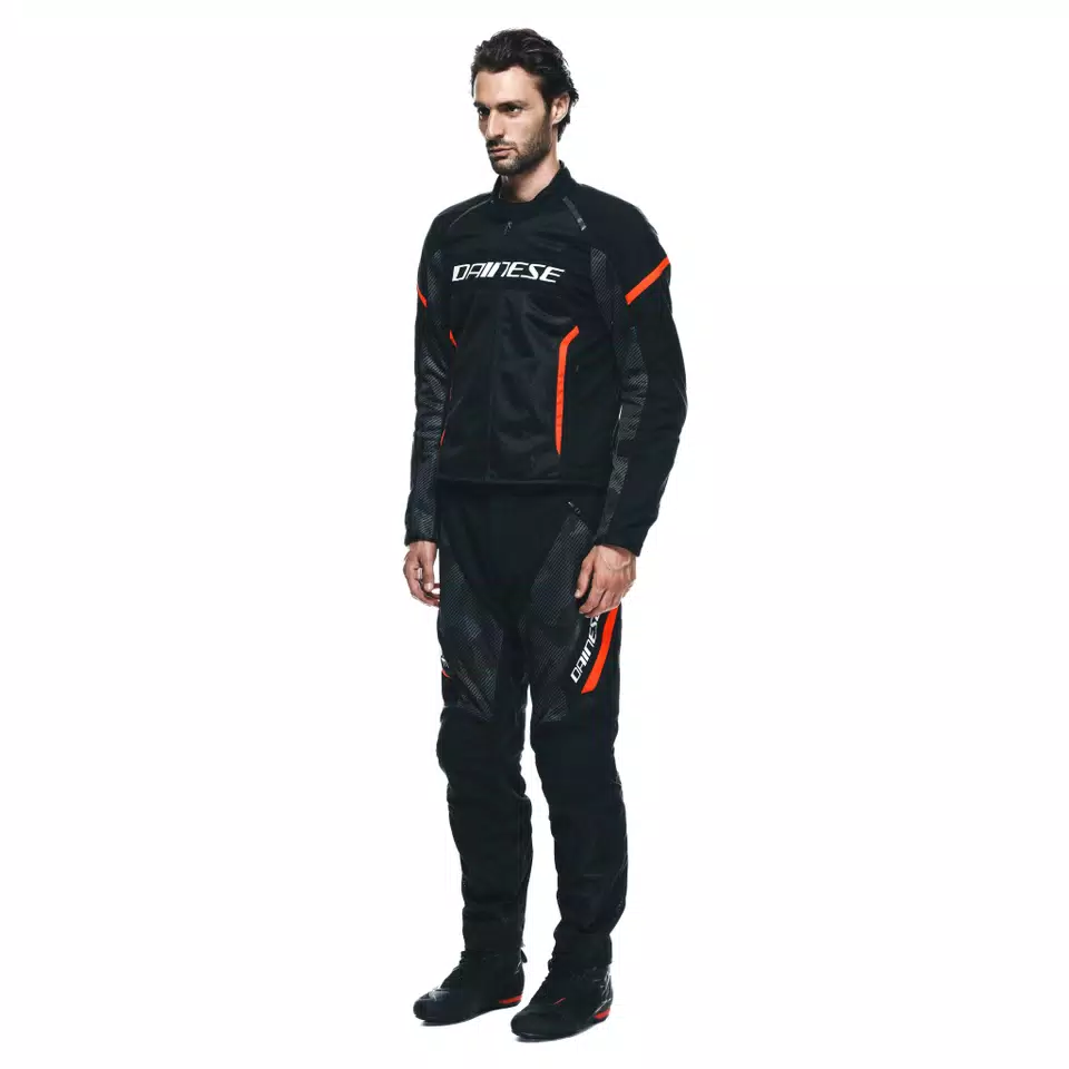 AIR FRAME 3 TEX - MEN'S SUMMER MOTORCYCLE JACKET IN FABRIC - BLACK/BLACK/RED-FLUO - 4