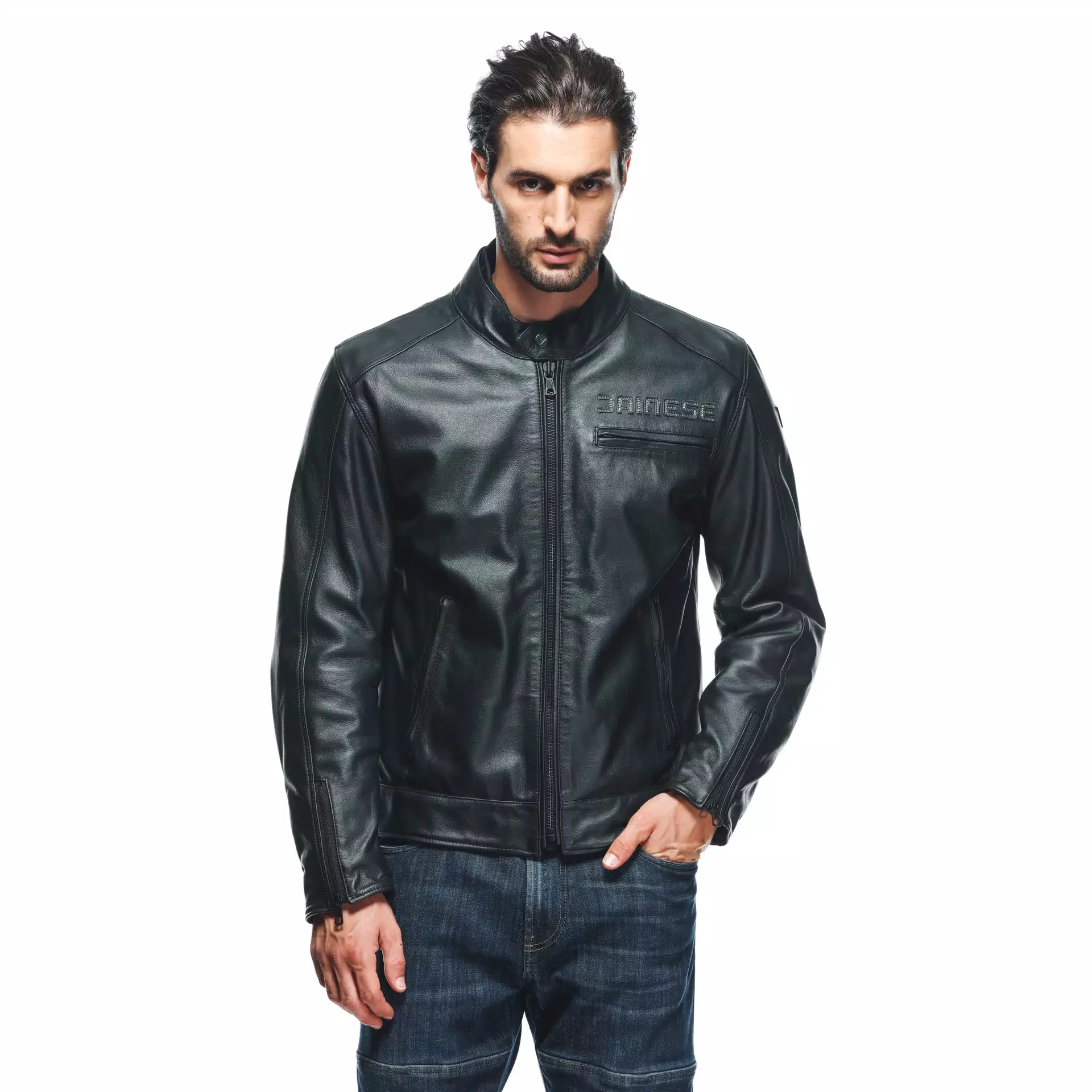 ZAURAX CHAQUETA DE CUERO MOTO HOMBRE