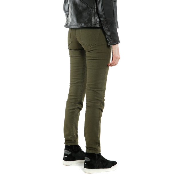 classic-slim-pantaloni-moto-in-tessuto-donna-olive image number 3