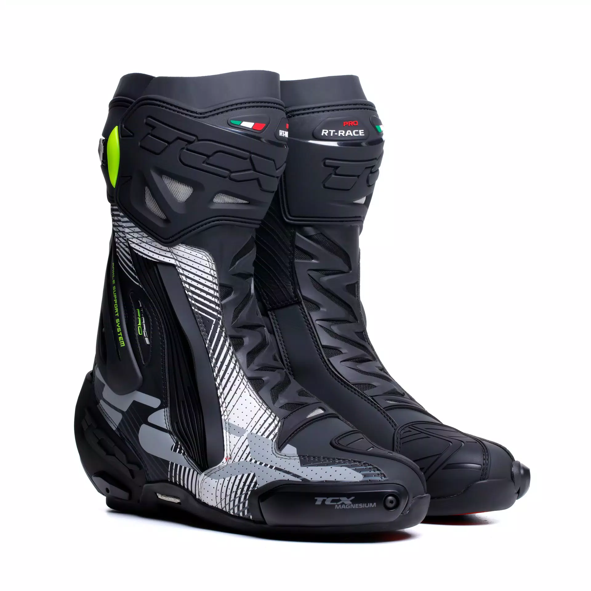 RT-RACE PRO AIR MEN'S MOTORCYCLE RACING BOOTS - BLACK/WHITE/GREY