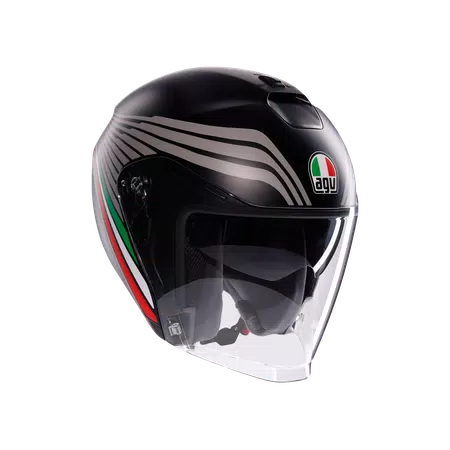 IRIDES BOLOGNA MATT BLACK/TRICOLORE - MOTORBIKE OPEN FACE HELMET E2206 -  - 1