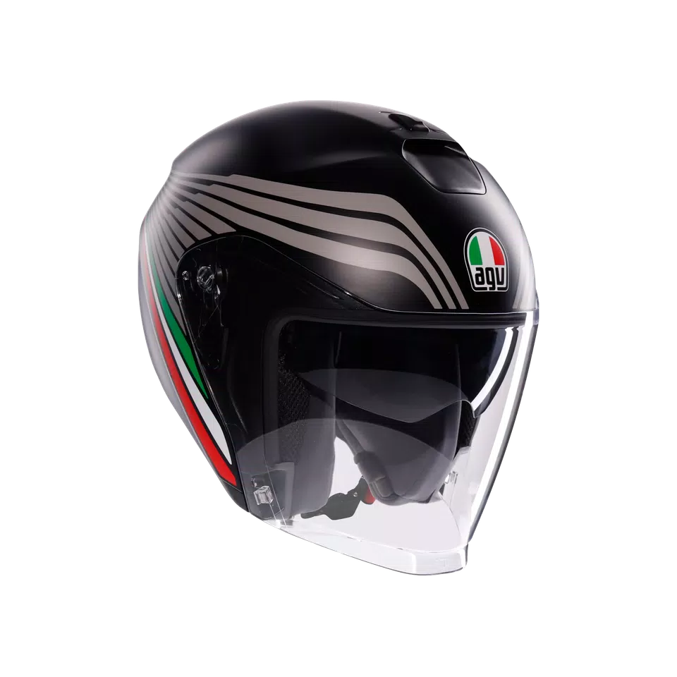 IRIDES BOLOGNA MATT BLACK/TRICOLORE - MOTORBIKE OPEN FACE HELMET E2206 -  - 1