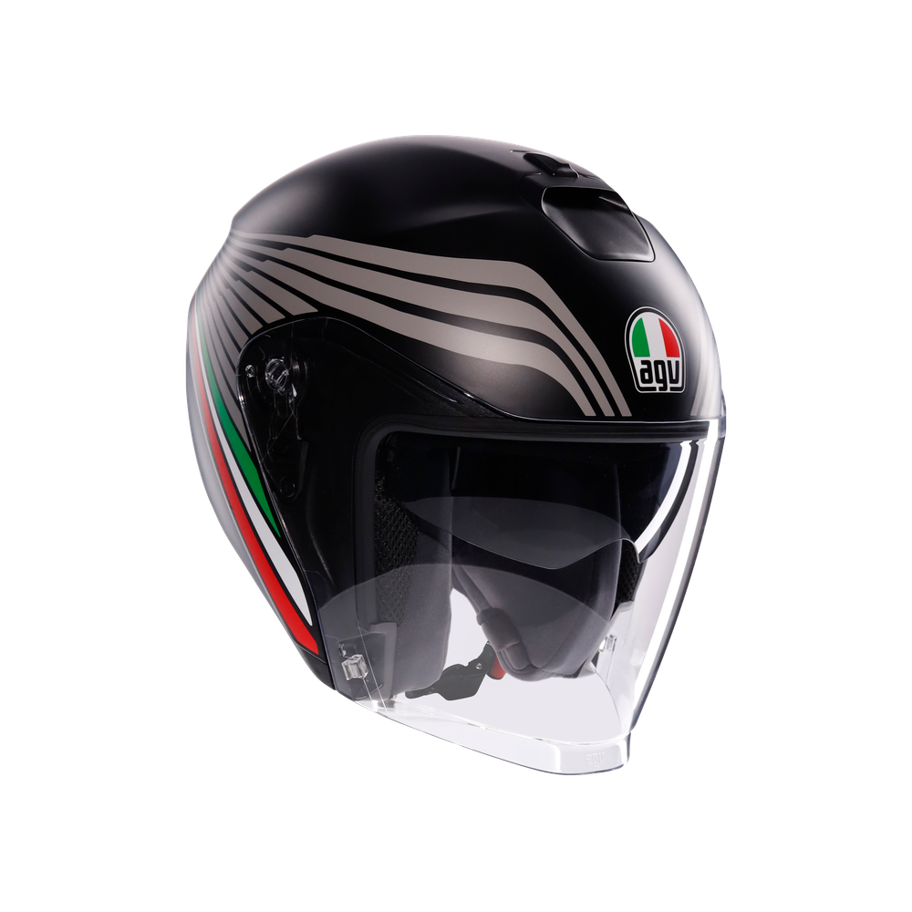 irides-bologna-matt-black-tricolore-motorbike-open-face-helmet-e2206 image number 0