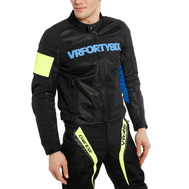 vr46-grid-air-tex-giacca-moto-estiva-in-tessuto-uomo-black-princess-blue-fluo-yellow image number 4
