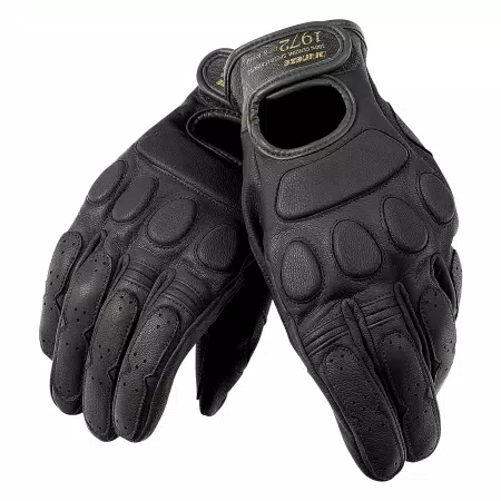 BLACKJACK - UNISEX MOTORCYCLE LEATHER GLOVES - BLACK/BLACK/BLACK - 5