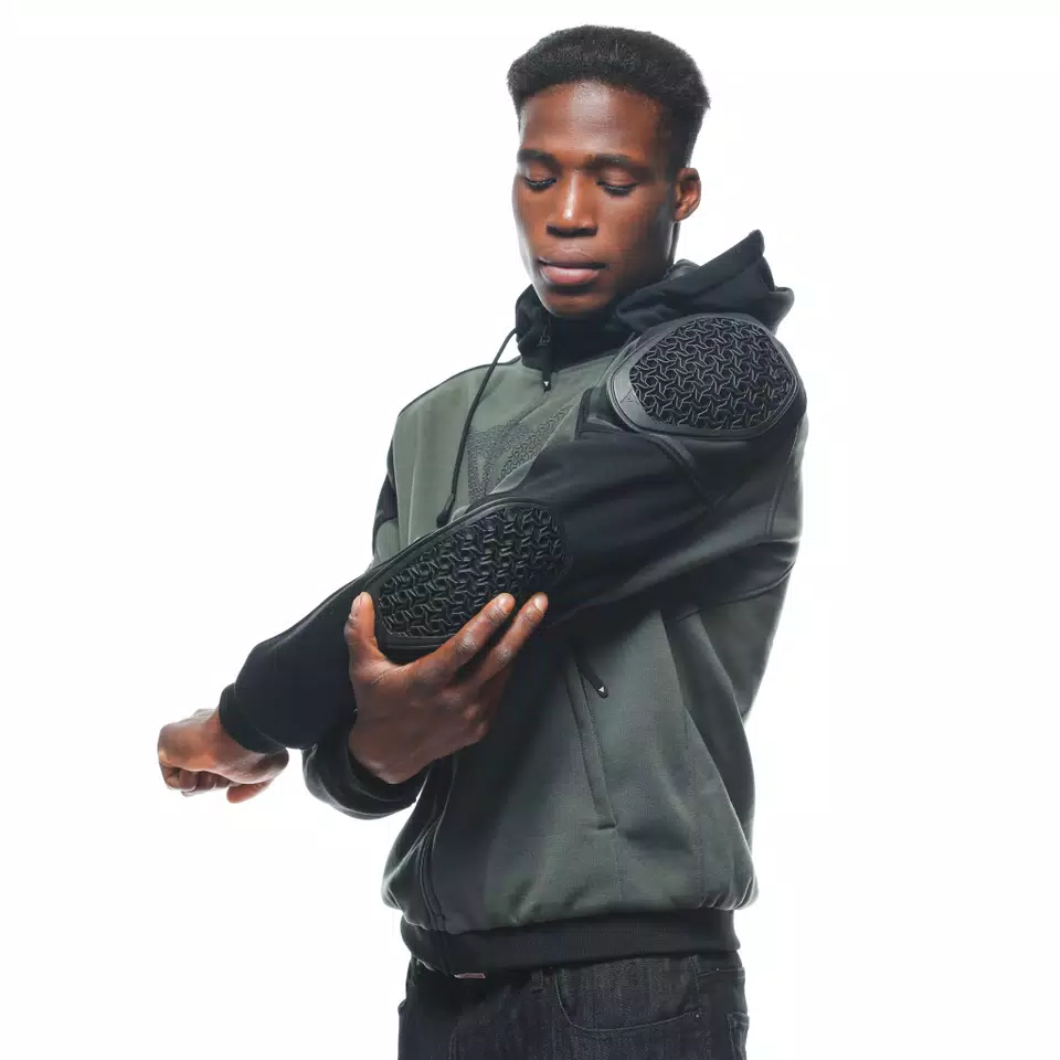 DAEMON-X SAFETY HOODIE - GIACCA MOTO IN TESSUTO UOMO - GREEN/BLACK - 17
