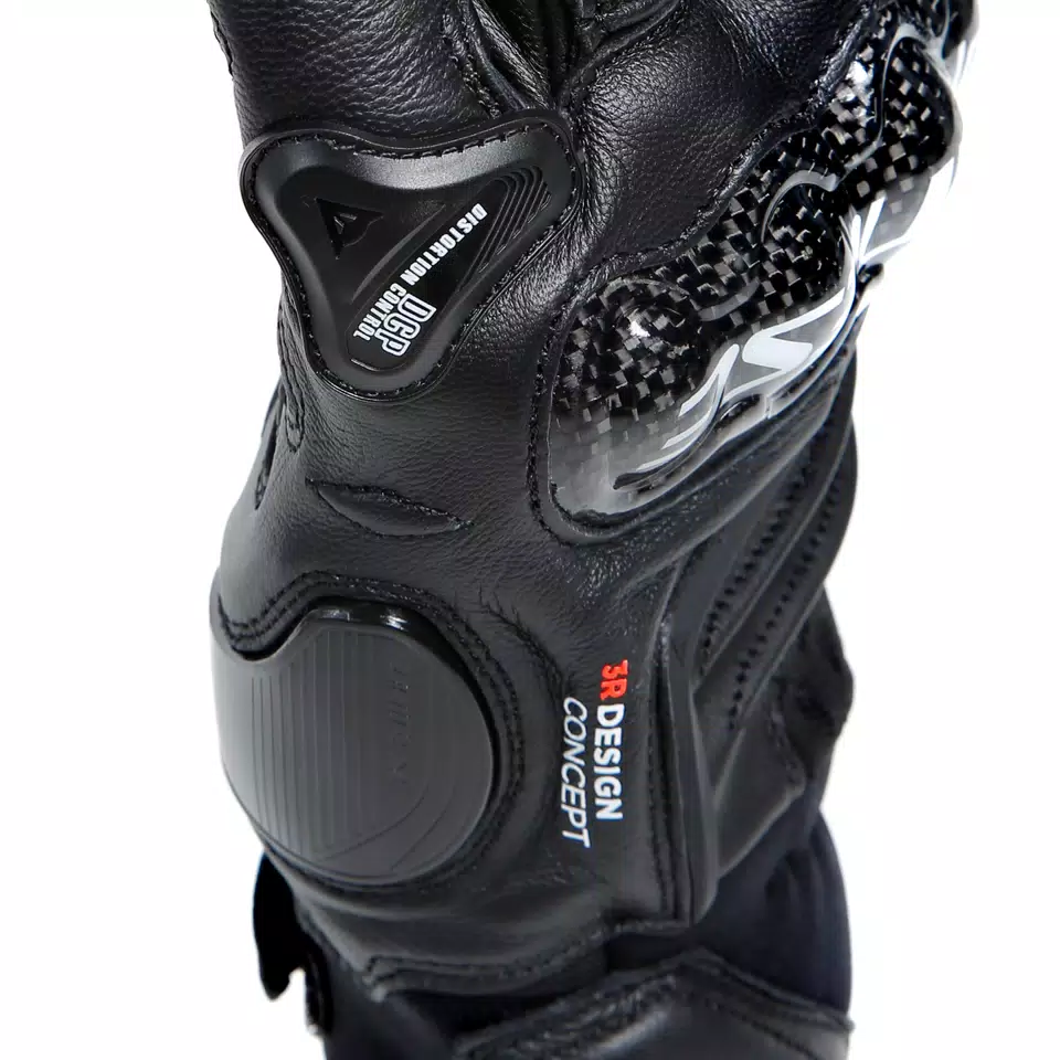 CARBON 4 - MEN'S MOTORCYCLE SHORT LEATHER GLOVES - BLACK/BLACK - 11