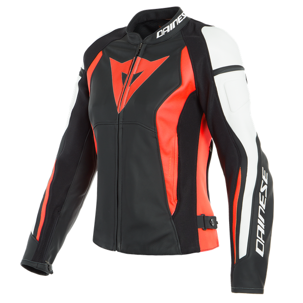 nexus-lady-leather-jacket-black-fluo-red-white image number 0