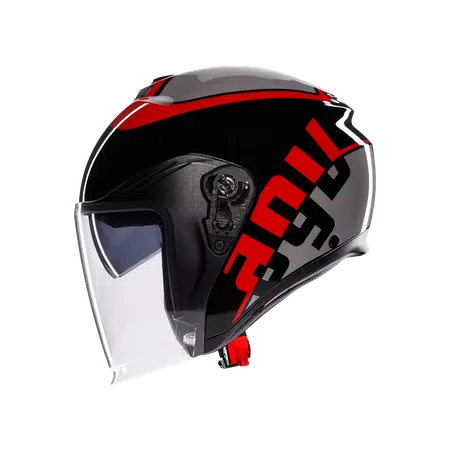 IRIDES MOTORBIKE OPEN FACE HELMET E2206 - VALENZA MATT GREY/BLACK/RED -  - 4