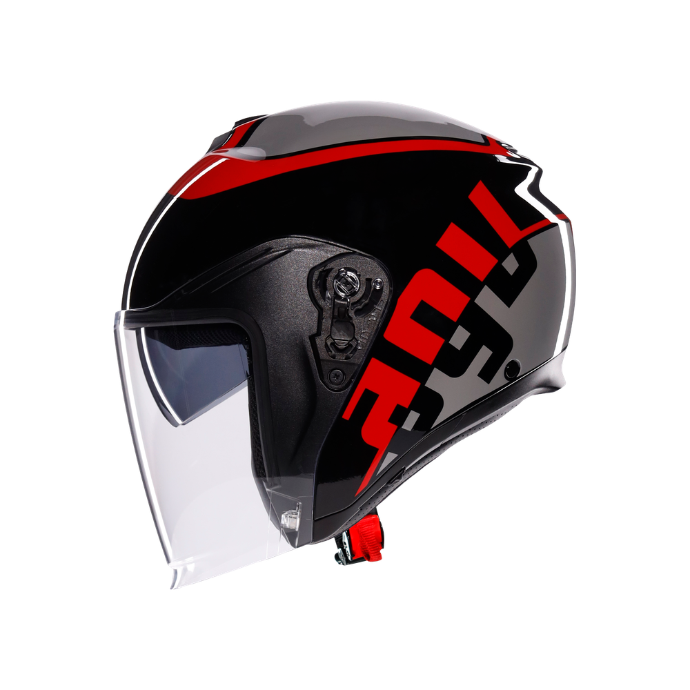 irides-motorbike-open-face-helmet-e2206-valenza-matt-grey-black-red image number 3