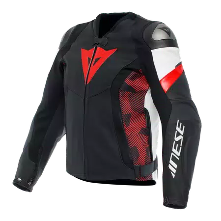 AVRO 5 - MEN'S MOTORCYCLE LEATHER JACKET - BLACK/RED-LAVA/WHITE - 1