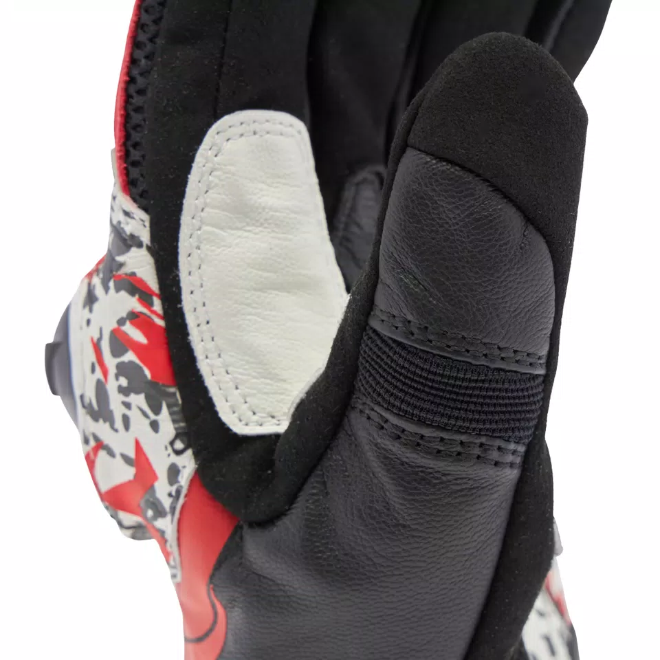 MIG 3 UNISEX LEATHER GLOVES - BLACK/RED SPRAY/WHITE - 6