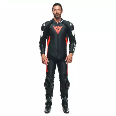 TOSA 1 PCS LEATHER SUIT PERF - BLACK/FLUO-RED/WHITE - 3