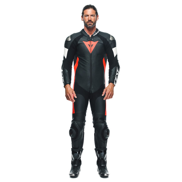 tosa-1-pcs-leather-suit-perf-black-fluo-red-white image number 2