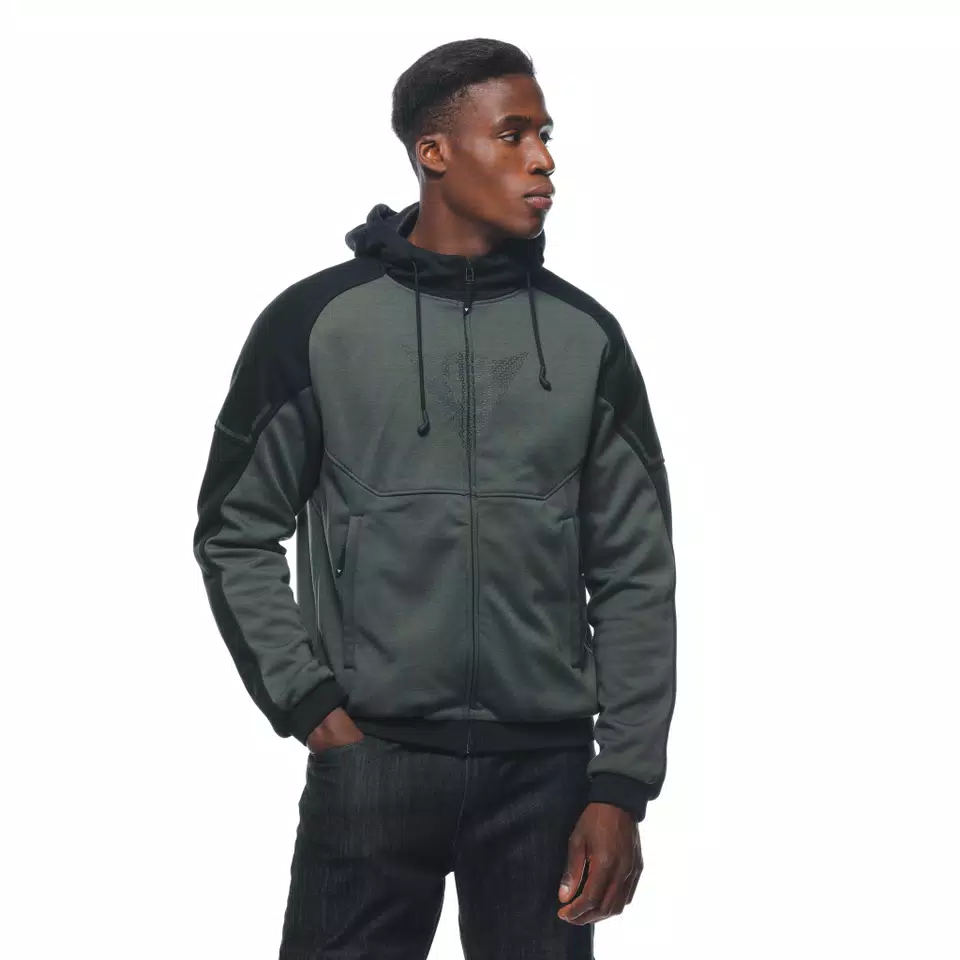 DAEMON-X SAFETY HOODIE FULL ZIP | GREEN/BLACK | Dainese