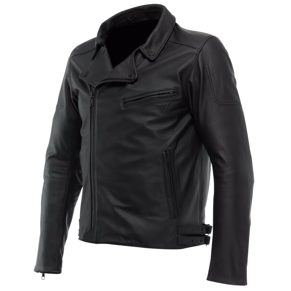 CHIODO - MEN'S MOTORCYCLE LEATHER JACKET - BLACK - 1