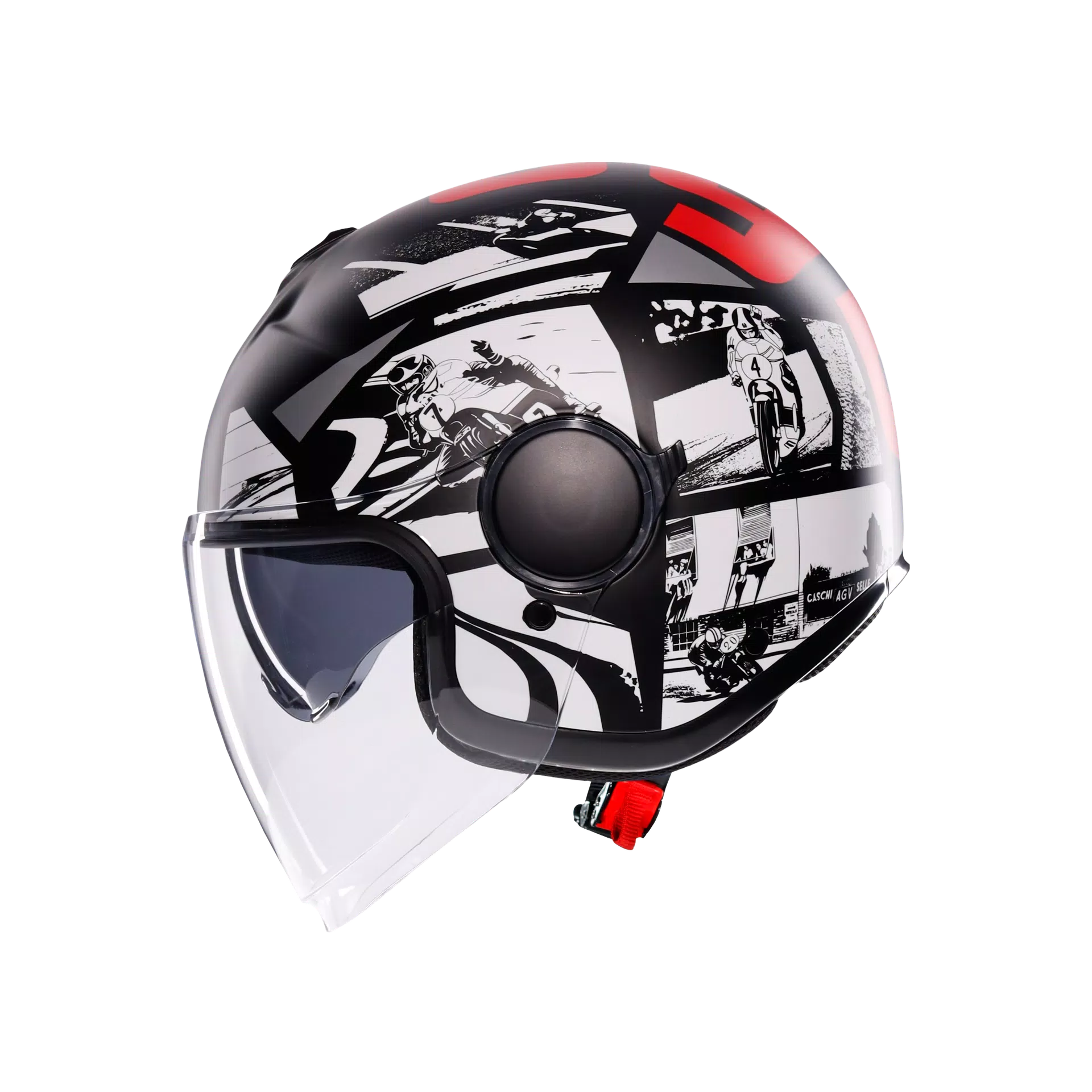 ETERES HISTORY MATT BLACK/WHITE/RED - CASQUE MOTO JET E2206