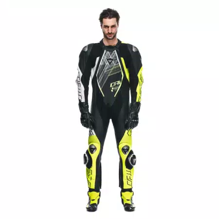 AUDAX D-ZIP 1PC PERF. LEATHER SUIT - BLACK/YELLOW-FLUO/WHITE - 3