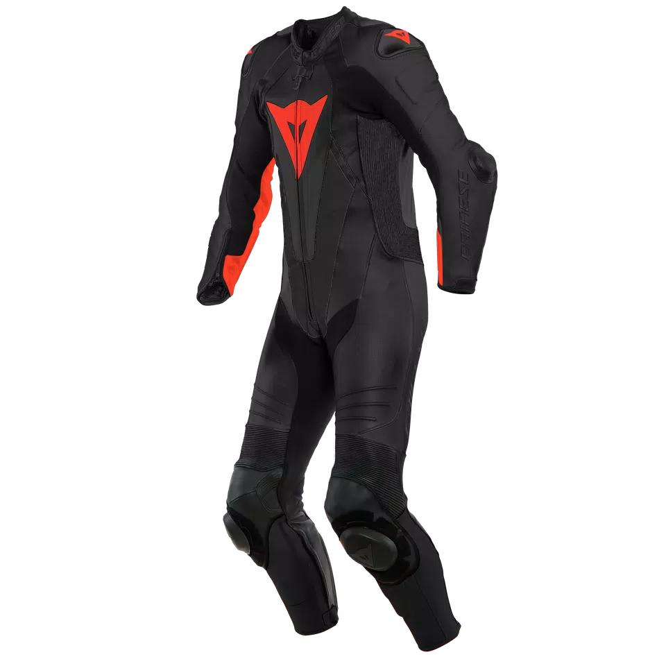 LAGUNA SECA 5 - ONE-PIECE LEATHER RACING SUIT - BLACK/FLUO-RED - 1