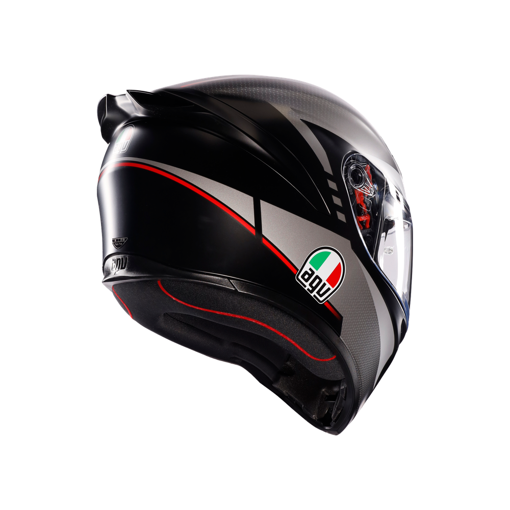 k1-s-lap-matt-black-grey-red-motorbike-full-face-helmet-e2206 image number 5