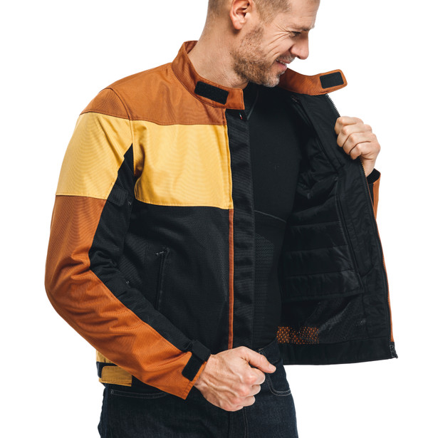 elettrica-air-tex-jacket-black-leather-brown-mineral-yellow image number 5
