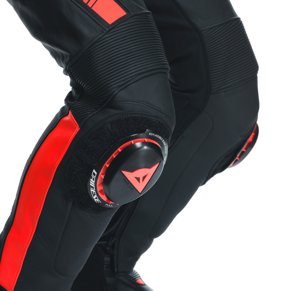 super-speed-men-leather-motorcycle-pants-black-white-red-fluo image number 8