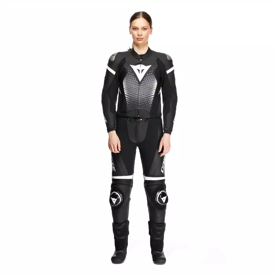 FULMINEA - WOMEN'S TWO-PIECE LEATHER SUIT - BLACK/WHITE - 3