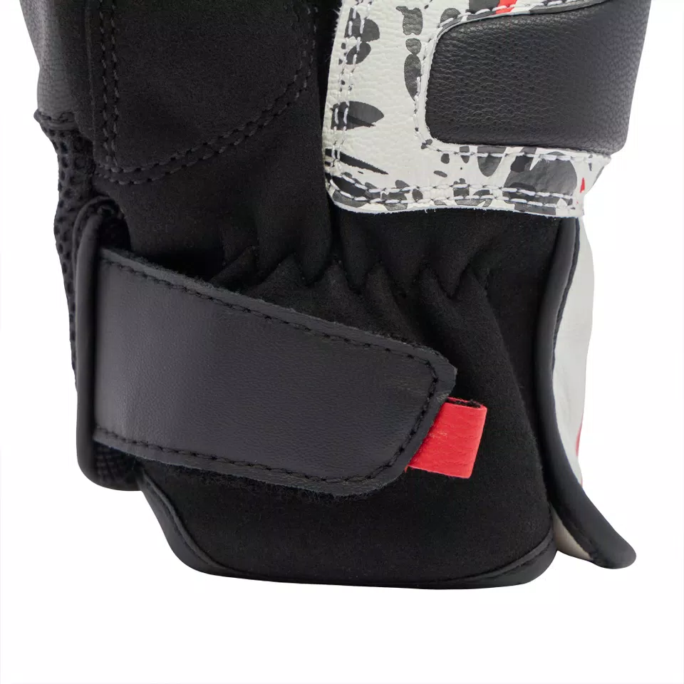 MIG 3 UNISEX LEATHER GLOVES - BLACK/RED SPRAY/WHITE - 7