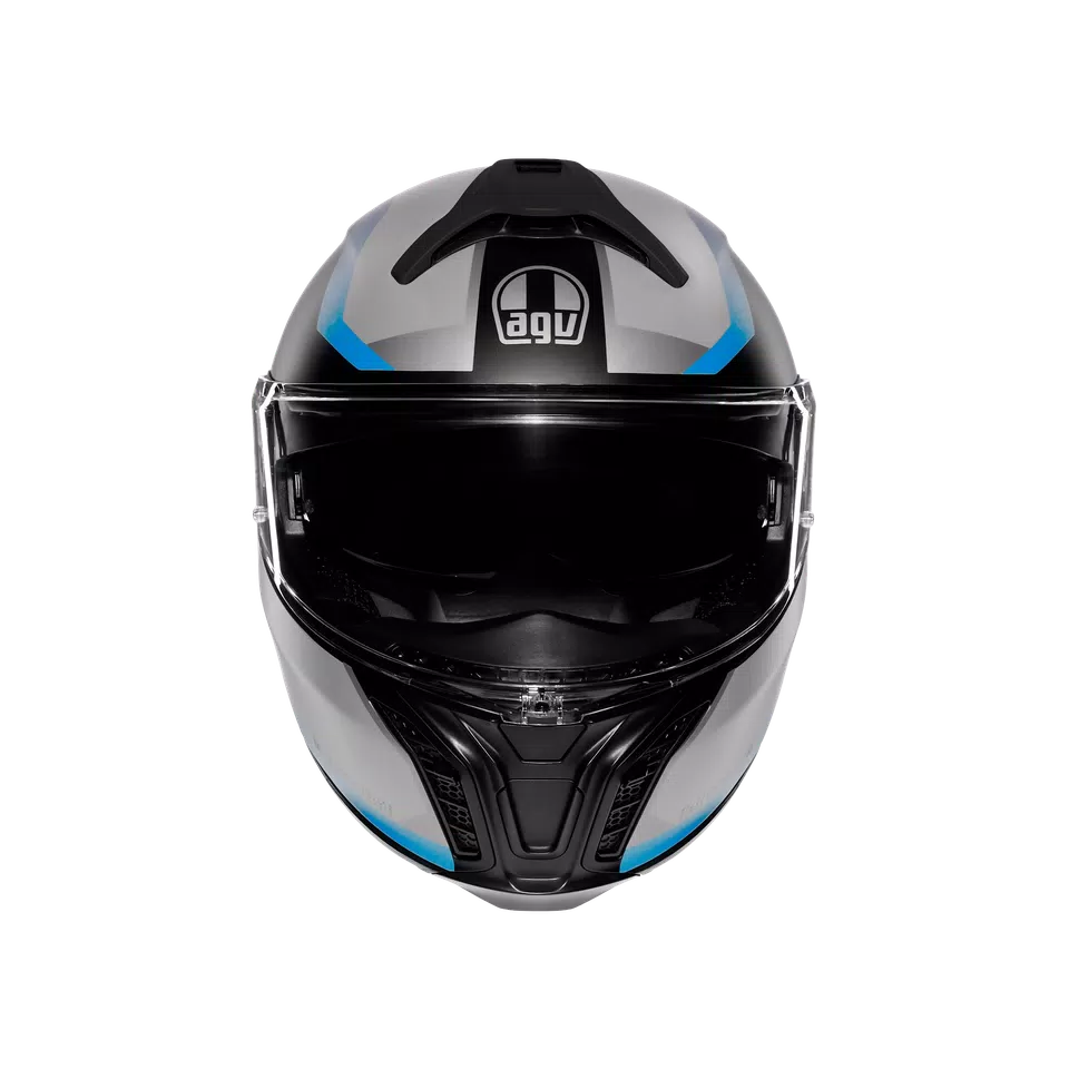 TOURMODULAR STRAY MATT BLACK/GREY/BLUE - MOTORBIKE FLIP UP HELMET E2206 -  - 2