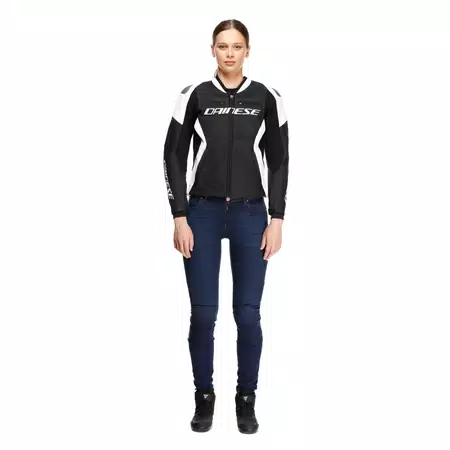 RACING 5 - CHAQUETA MOTO DE CUERO MUJER - BLACK/WHITE - 3