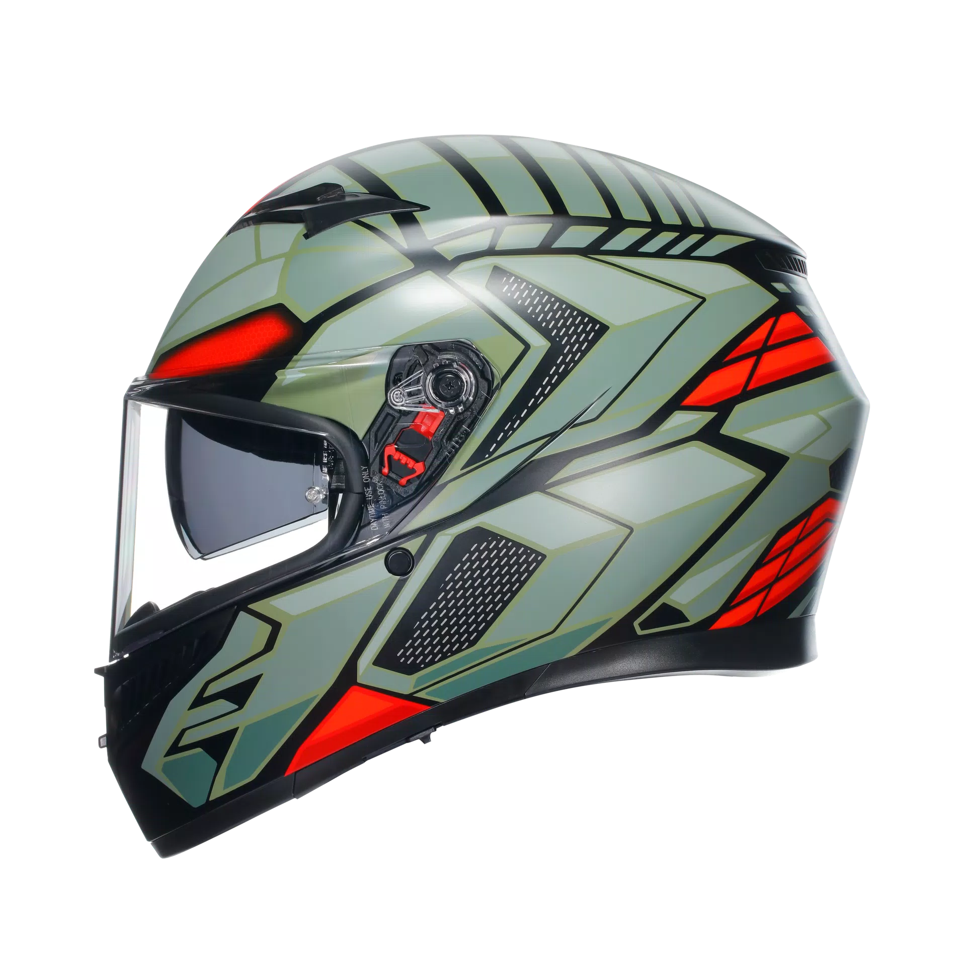 K3 DECEPT MATT BLACK/GREEN/RED - MOTORBIKE FULL FACE HELMET E2206
