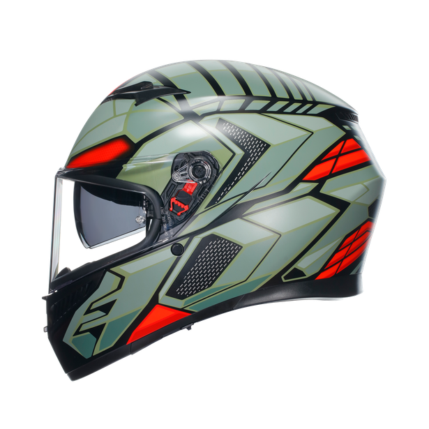 k3-decept-matt-black-green-red-motorbike-full-face-helmet-e2206 image number 3