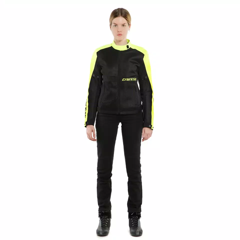 RIBELLE AIR TEX - WOMEN'S SUMMER MOTORCYCLE JACKET IN FABRIC - BLACK/FLUO-YELLOW - 3