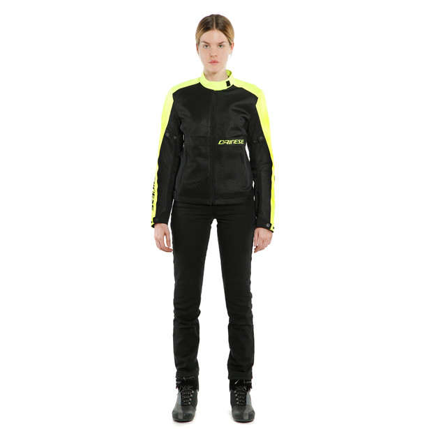 ribelle-air-tex-giacca-moto-estiva-in-tessuto-donna-black-fluo-yellow image number 2