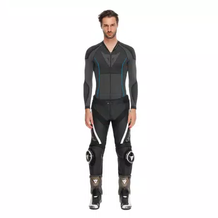 DELTA 4 - HEREN MOTORFIETS LEREN BROEK - BLACK/TIBETAN PLATINUM/WHITE - 1