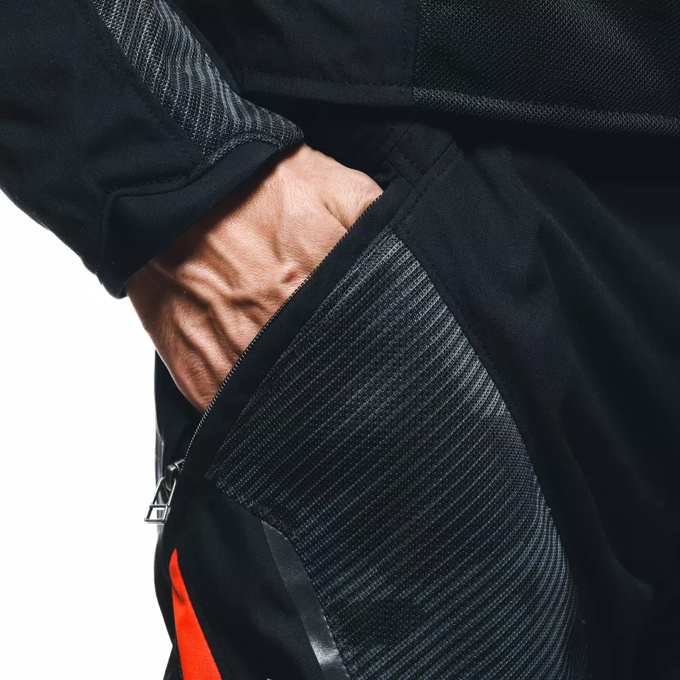DRAKE 2 SUPER AIR - HEREN MOTORFIETSBROEK VOOR DE ZOMER IN STOF - BLACK/ANTHRACITE/RED-FLUO - 10