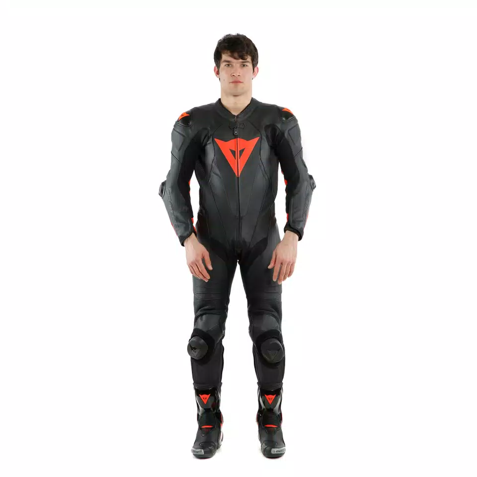 LAGUNA SECA 5 - ONE-PIECE LEATHER RACING SUIT - BLACK/FLUO-RED - 3
