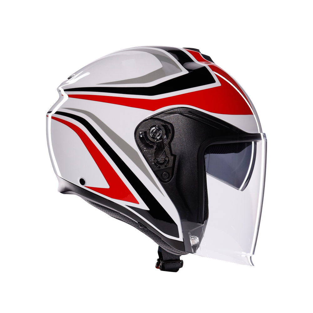 irides-tolosa-black-grey-red-motorbike-open-face-helmet-e2206 image number 2