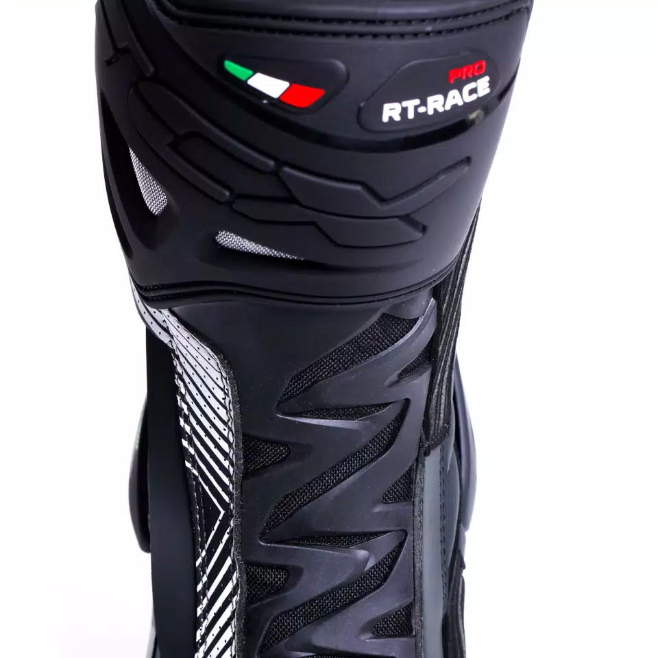 RT-RACE PRO AIR MEN'S MOTORCYCLE RACING BOOTS - BLACK/WHITE/GREY -  - 8