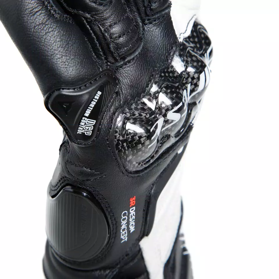 CARBON 4 LONG LADY LEATHER GLOVES - BLACK/WHITE/FLUO-RED - 14