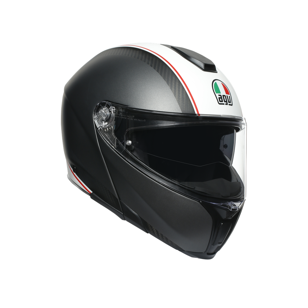 sportmodular-cover-matt-gunmetal-white-motorbike-flip-up-helmet-e2205 image number 0