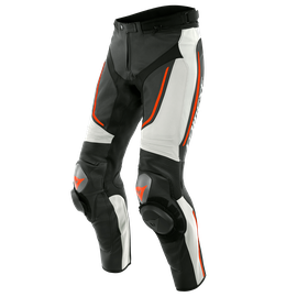 ALPHA PERF. LEATHER PANTS WHITE/BLACK/FLUO-RED- Pants