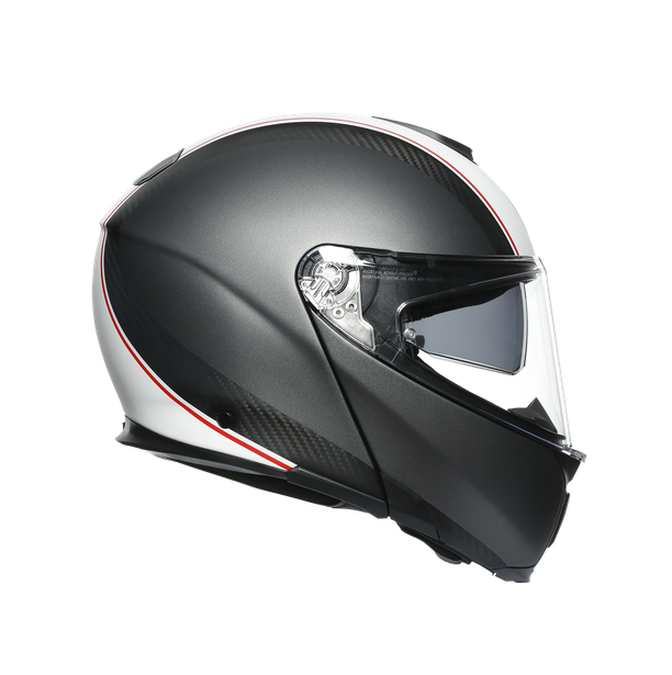 sportmodular-cover-matt-gunmetal-white-casco-moto-modular-e2205 image number 1