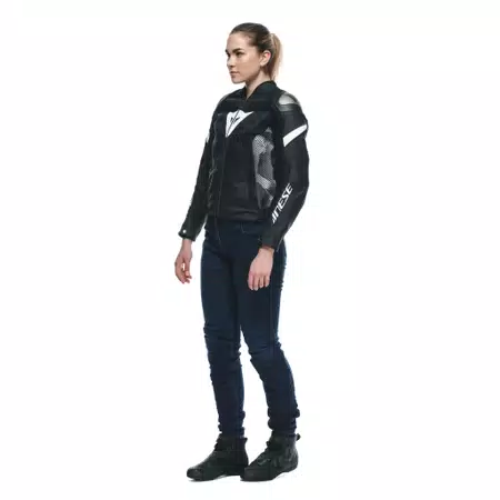 AVRO 5 CHAQUETA DE CUERO MOTO MUJER - BLACK/BLACK/WHITE - 4