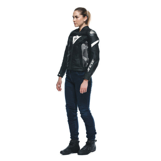 avro-5-giacca-moto-in-pelle-donna-black-black-white image number 3