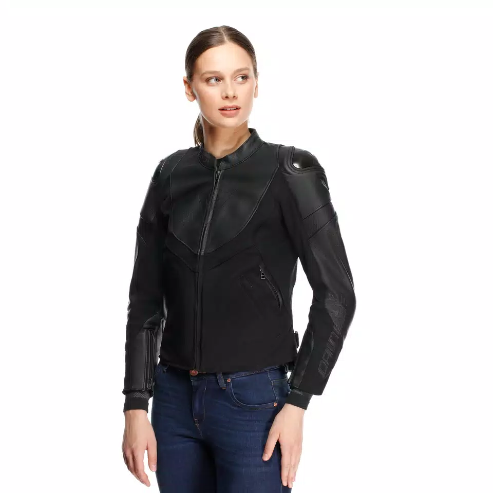 IPERATTIVA - WOMEN'S LEATHER-TEXTILE MOTORCYCLE JACKET - BLACK/BLACK - 5
