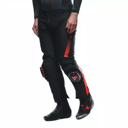 SUPER SPEED - MEN'S MOTORCYCLE LEATHER PANTS - BLACK/RED-FLUO - 5