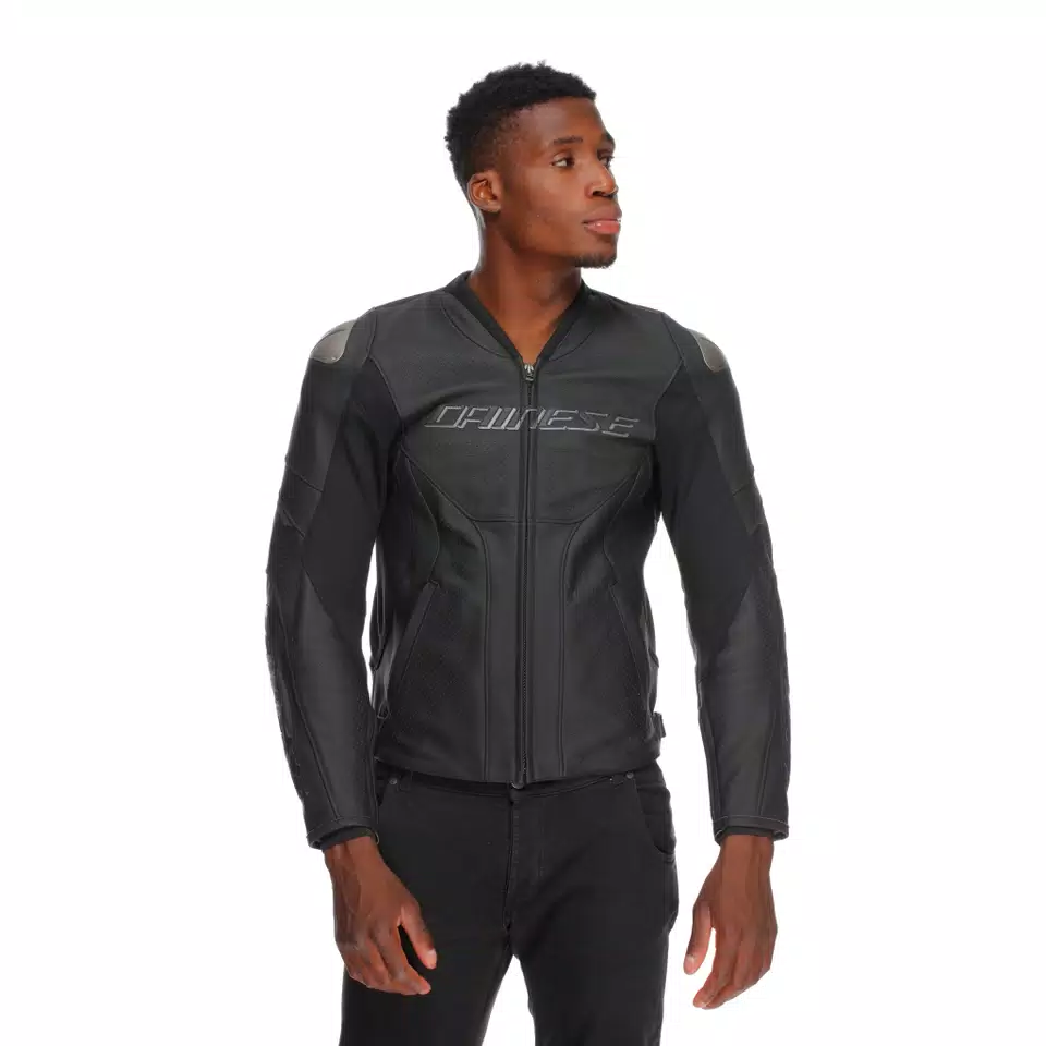 RACING 5 - GIACCA MOTO IN PELLE PERFORATA UOMO - BLACK/BLACK/BLACK - 4