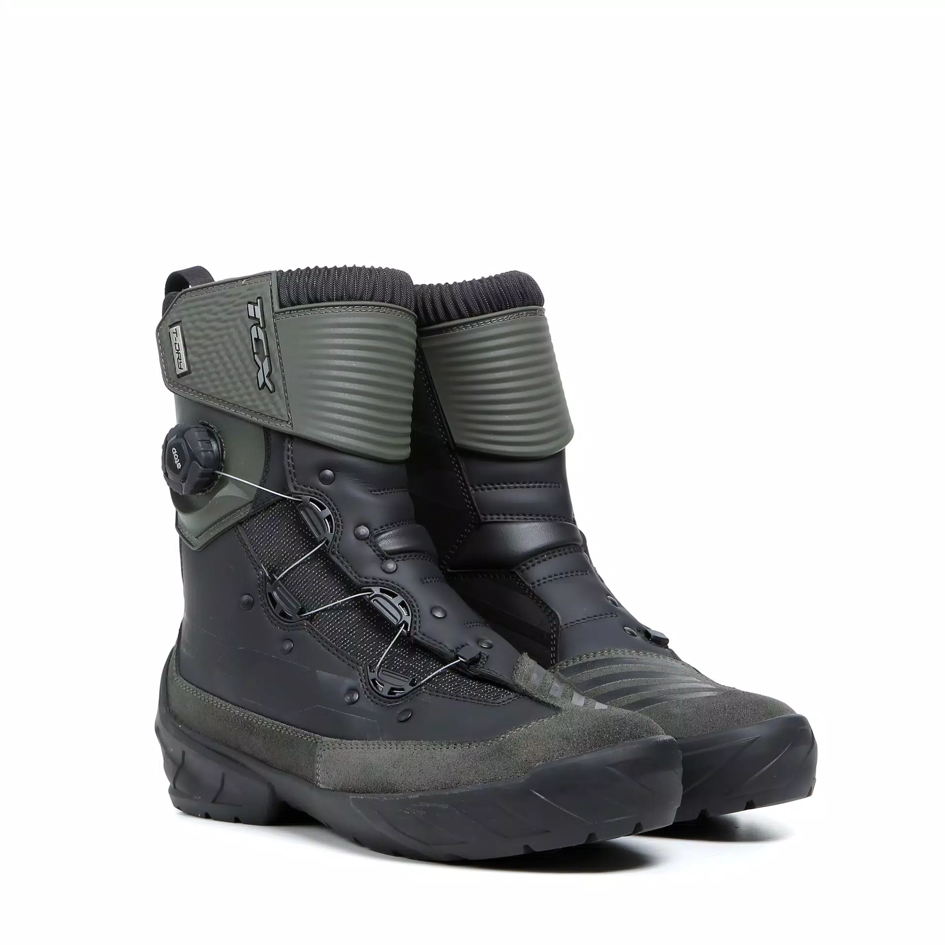 INFINITY 3 GTX MEN'S WATERPROOF MOTORCYCLE BOOTS - BLACK/MILITARY GREEN