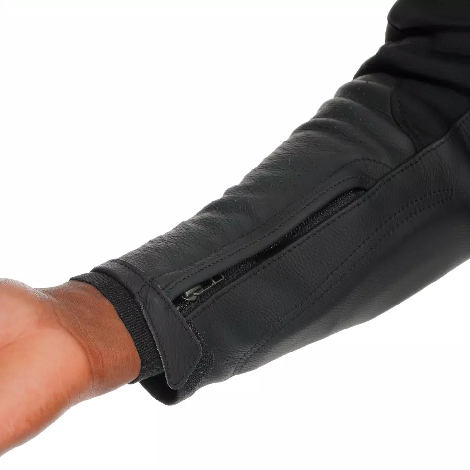 RACING 5 - MEN PERFORATED LEATHER MOTORCYCLE JACKET - BLACK/BLACK/RED-FLUO - 12